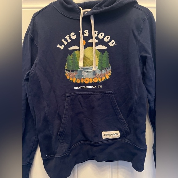 Life Is Good Camping Take It Outside Men’s Navy Blue Hoodie Size XS - Picture 3 of 6